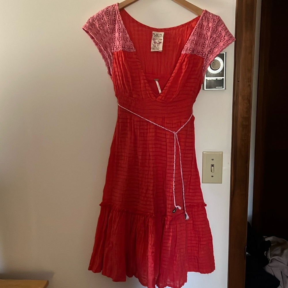 Free People Coral Lace Dress